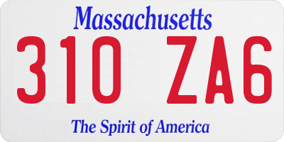 MA license plate 310ZA6