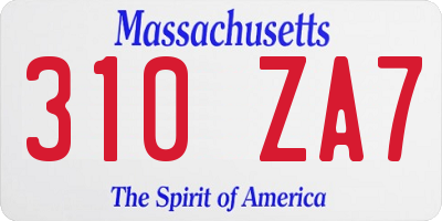 MA license plate 310ZA7