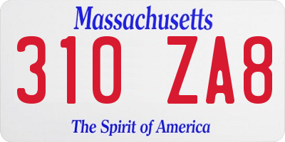 MA license plate 310ZA8