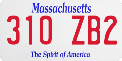 MA license plate 310ZB2