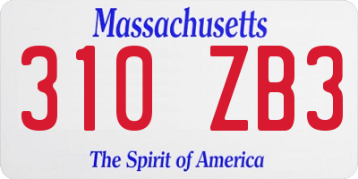 MA license plate 310ZB3