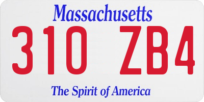 MA license plate 310ZB4