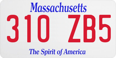 MA license plate 310ZB5