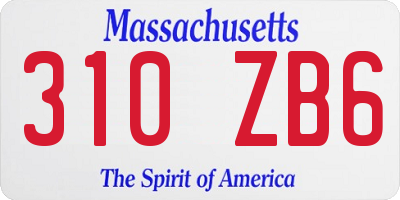 MA license plate 310ZB6