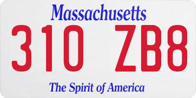 MA license plate 310ZB8