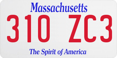 MA license plate 310ZC3