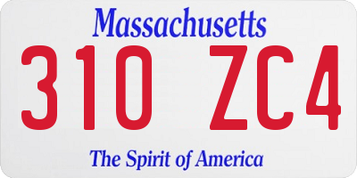 MA license plate 310ZC4