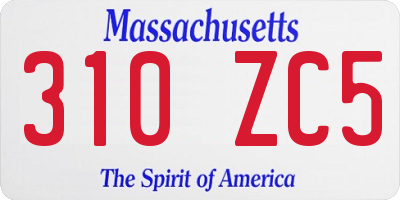 MA license plate 310ZC5