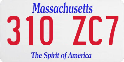 MA license plate 310ZC7