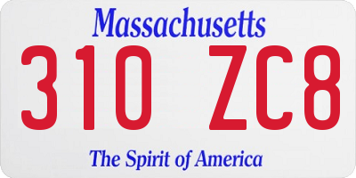 MA license plate 310ZC8