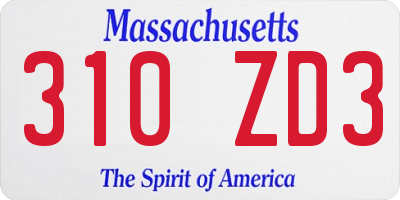MA license plate 310ZD3
