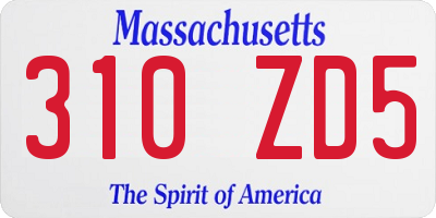 MA license plate 310ZD5