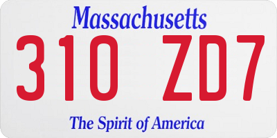 MA license plate 310ZD7