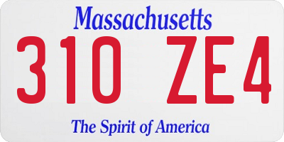 MA license plate 310ZE4