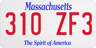 MA license plate 310ZF3