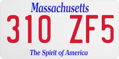 MA license plate 310ZF5