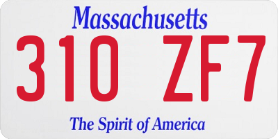 MA license plate 310ZF7