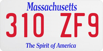 MA license plate 310ZF9