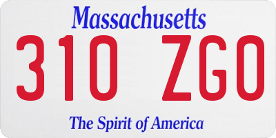 MA license plate 310ZG0