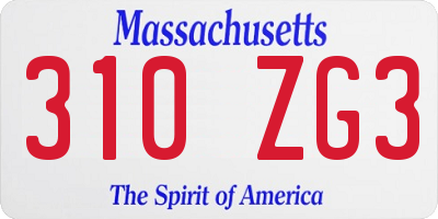 MA license plate 310ZG3