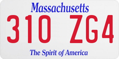 MA license plate 310ZG4