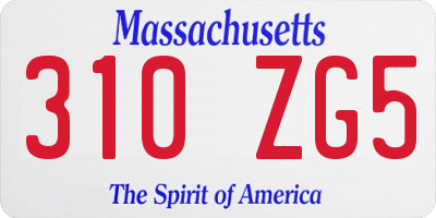 MA license plate 310ZG5
