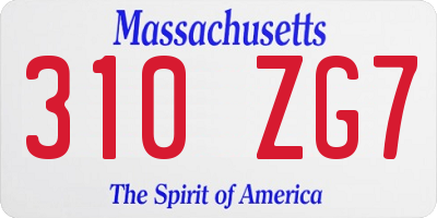 MA license plate 310ZG7