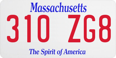 MA license plate 310ZG8