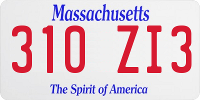 MA license plate 310ZI3
