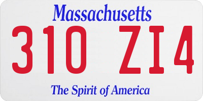 MA license plate 310ZI4