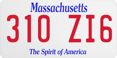 MA license plate 310ZI6