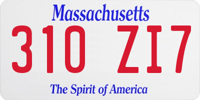 MA license plate 310ZI7