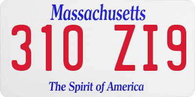 MA license plate 310ZI9