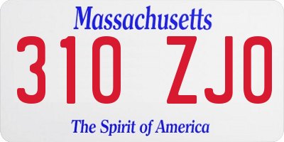 MA license plate 310ZJ0