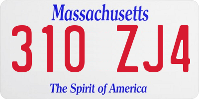 MA license plate 310ZJ4