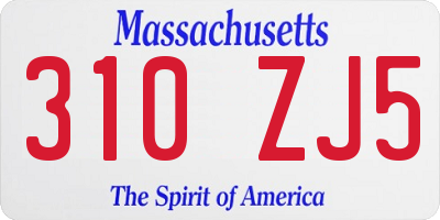 MA license plate 310ZJ5
