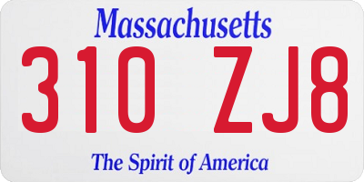 MA license plate 310ZJ8
