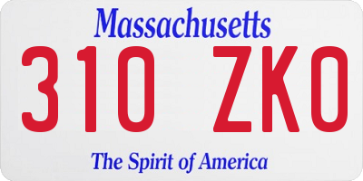 MA license plate 310ZK0