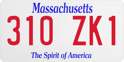 MA license plate 310ZK1