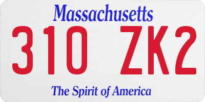 MA license plate 310ZK2