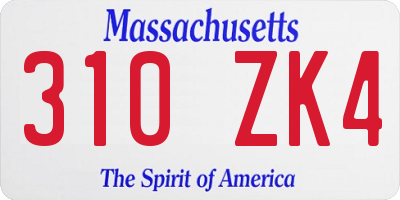 MA license plate 310ZK4