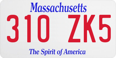 MA license plate 310ZK5