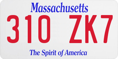 MA license plate 310ZK7