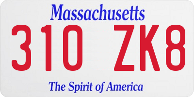 MA license plate 310ZK8