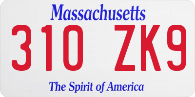 MA license plate 310ZK9