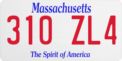 MA license plate 310ZL4