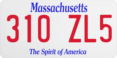 MA license plate 310ZL5