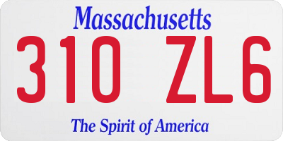 MA license plate 310ZL6
