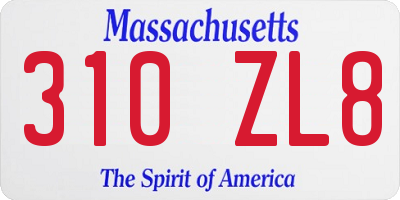 MA license plate 310ZL8