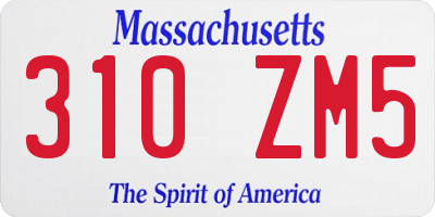 MA license plate 310ZM5